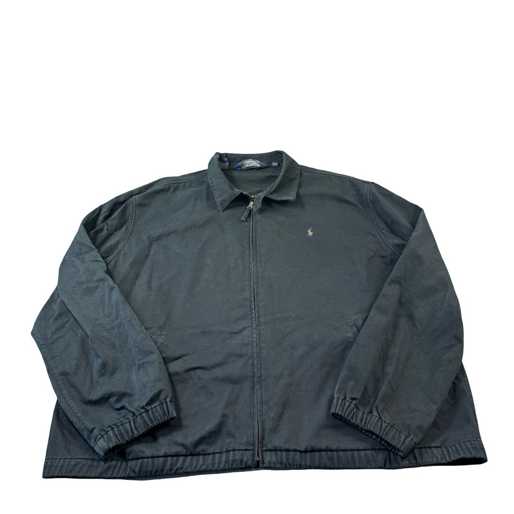 Polo Ralph Lauren Black Unlined Mens Harrington VTG Full Zip Jacket Size 2XL XXL